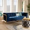 Baxton Studio Ambra Blue Velvet Upholstered and Tufted Sofa with Gold-Tone Frame 156-8866 - alternate 2